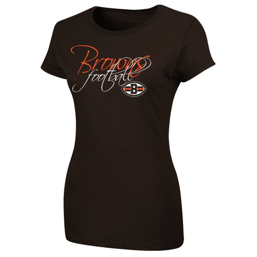 Majestic Cleveland Browns Ladies Franchise Fit II T-Shirt - Brown (Small)