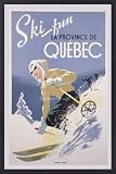 Canada Poster Reproduction et Cadre (Alu) - Quebec Ski Fun La Province De (90 x 60cm)