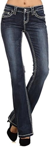 LA Idol Jeans Rhinestone Studded Embellished Dark Boot Cut Jeans Size 1