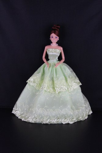 Simple Green Strapless Ball Gown Made to Fit the Barbie Doll