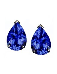 Tommaso Design (tm) Pear Shape 8x6mm Created Sapphire Earring Studs