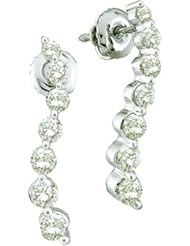 0.50 Carat (ctw) 14k White Gold Brilliant White Diamond Ladies Journery Drop Earrings