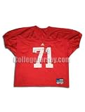 Red No. 71 Game Used Nebraska Adidas Football Jersey