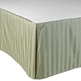 300tc Egyptian Cotton Stripes Sage Olympic Queen Pleated Tailored Bed Skirt ....