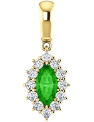 18K Yellow Gold 8.00x4.00mm Marquise Cut Tsavorite and Diamond Pendant -- LIFETIME WARRANTY