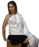 Viscose Pashmina Self Design Paisley Shawl Stole Wrap Ivory (28x78) Buy 2 Get FREE SHIPPING