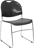 IMAGE OF Black High Density, High Stacking, Ultra Compact Stack Chair w/ Chrome Frame [RUT-188-BK-CHR-GG]