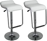 Set of (2) White Leather Barstool