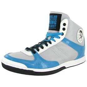 Buy DIESEL Jeans Deep Mens Hi Top Patent Leather Fashion Athletic Sneaker Shoe Silver Blue