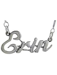 Sterling Silver ERIN Name Necklace 3/8 inch, 17 inches long