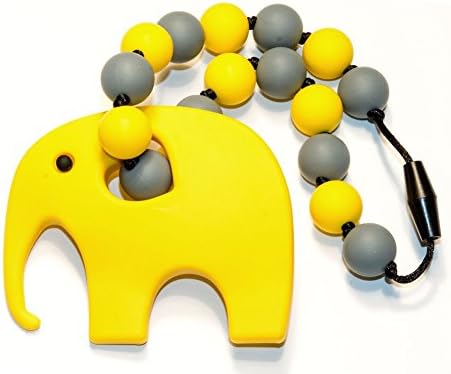 Baby Carrier Silicone Teether with Elephant (Yellow/Grey)