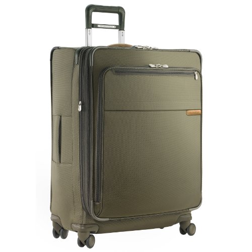 Briggs & Riley Luggage Baseline Expandable Durable Spinner Bag, Olive, Large