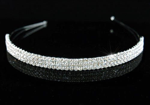 Wedding Headband Three-row Rhinestone Crystal Hair Accessory - Ideal for Bridal Party, Bridesmaids, Proms, Pageants