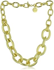 1AR by UnoAerre 18k Gold Plated Textured and Polished Oval Link Necklace