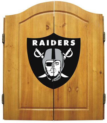 Oakland Raiders Dart Board Cabinet Set