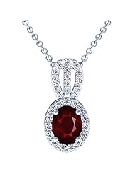 Platinum Oval Cut Ruby And Round Diamond Pendant