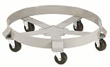 ER Wagner 2F00 Powder Coated 5-Wheel 55 Gallon Drum Dolly with Solid Polyolefin Wheel Casters, 1250 lbs Capacity Range, 6-1/2