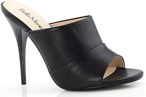 Bella Marie Bebe-01 Women's High Heel Stiletto Mules Slide,Open Toe Dress Sandal Black, 8.5 B (M) US