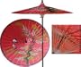 Asian Splendor 7 Foot Patio Umbrella With Base - Dragon Red