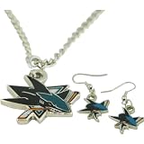Jf Sports San Jose Sharks Earring And Necklace Combo