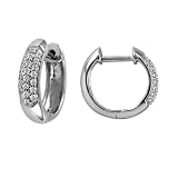 10k White or Yellow Gold Round Pave Diamond Hoop Earrings (1/4 cttw, H-I Color, I2-I3 Clarity)