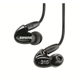 Shure SE315-K, Sound Isolating Earphone, Hi-Definition Micro Speaker with Tuned Bass Port (Black)