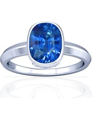 18K White Gold Cushion Cut Blue Sapphire Womens Astrological Ring