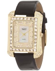 Burgi Womens BUR063YG Rectangular Mother-Of-Pearl Crystal Watch