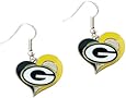NFL Green Bay Packers Swirl Heart Earrings, One Size, Multi