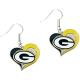 NFL Green Bay Packers Swirl Heart Earrings, One Size, Multi