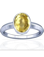 Platinum Oval Cut Yellow Sapphire Womens Astrological Ring