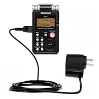 Gomadic Intelligent Compact AC Home Wall Charger for the Tascam DR-1 - High output power with a convenient, foldable plug design - Uses TipExchange Technology