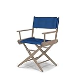 Telescope Casual World Famous Dining Height Director Chair, Rustic Grey Finish with Blue Cover