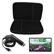 Skque Black EVA Hard Carrying Case + Clear Screen Protector + Car Charger for Garmin Nuvi 1450 1450LMT