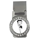 Money Clip CZ Diamonds of Vintage Art Deco Betty Boop in Black & White