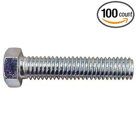 3/8-16 Thd., 2. Lg., Tap Bolts, Hex Head Fully Threaded, Grade 5 (100 Per Package)