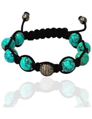 45.45cts Gemstone Pave Diamond Beaded Bracelet Silver Fashion Jewelry