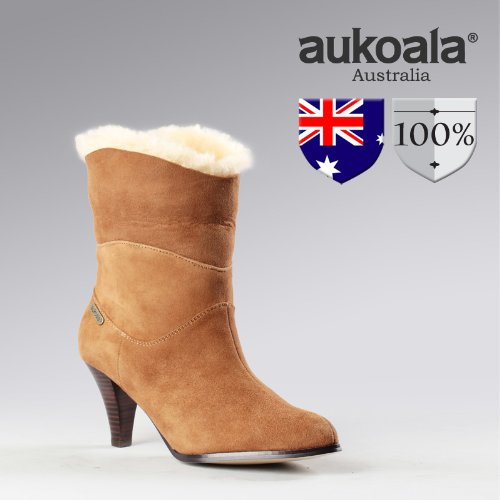 Aukoala Snow Boots Australia Sheepskin Warm Grace For Womens_Chestnut_Us Size 7 On Sale