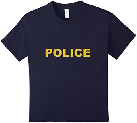 Kids Police Yellow Sign Costume T Shirt 8 Navy