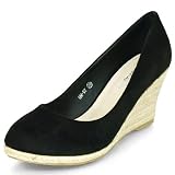 Produkt-Bild: MQ23 Damen elegante Wedge Pumps mit Keilabsatz in Flecht-Optik GM-07