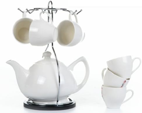 White Porcelain Teaset with Stand