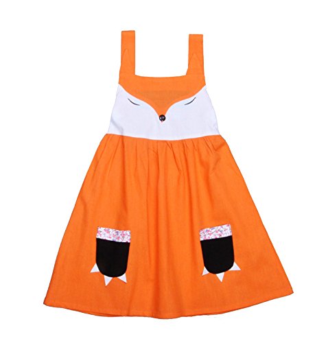 Bigface Up Little Girls' Fox Pattern Casual Sleeveless Dress Summer Dress