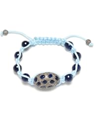 Sapphire Beaded Macrame Bracelet Sterling Silver Handmade Jewelry