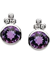 Amethyst And Diamond Earrings in 14 Karat White Gold
