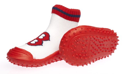 Skidders Boston Red Sox Kids Slip-Resistant Indoor/Outdoor Slip-On Hybrid Shoes with Socks