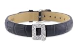 41wSJWoUa1L. SL160  Diamond Clip On Initial letter Q with Black Leather Bracelet