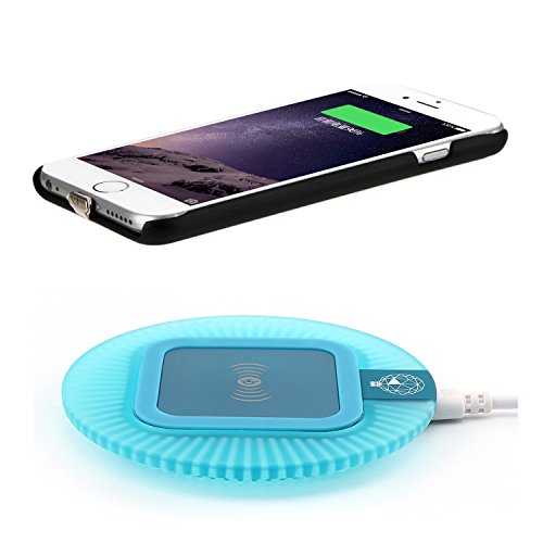 Antye Qi Wireless Charger Kit for iPhone 6 Plus / 6S Plus - Including Qi Wireless Charger Receiver Case and Wireless Charging Pad Station (Blue/Black)