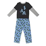 IMAGE OF Sovereign Sleepwear Bike Rider knit top and Flannel pant Pyjama set - Black - 10 years