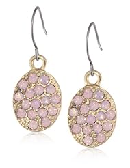Kensie "Shooting Star" Gold-Plated Oval Rose Stone Drop Earrings