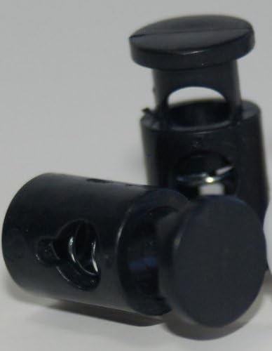 Small Mini Plastic Barrel Cord Locks (black, 50 pack)